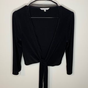 cAbi Black Mid Waist Tie Cardigan cover up